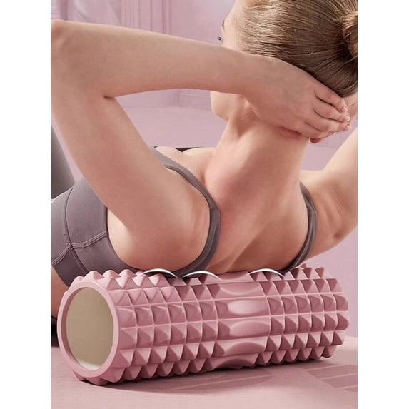 1pc Pink Textured Foam Massage Roller, High Density Deep Tissue Muscle Release Roller for Flexibility Training, Lightweight EVA Fitness Recovery Accessory for Yoga, Pilates & Gym Workout Men Women