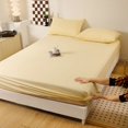 1pc Plain Fitted Bed Sheets Brushed Bed Cover Elastic Fitted Sheet