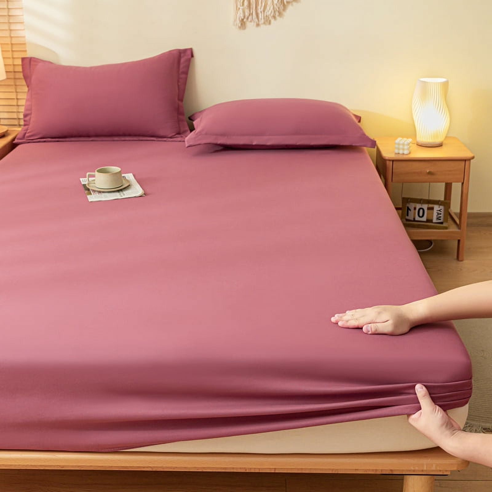 1pc Plain Fitted Sheet Skinfriendly Bed Cover fundas de colchón