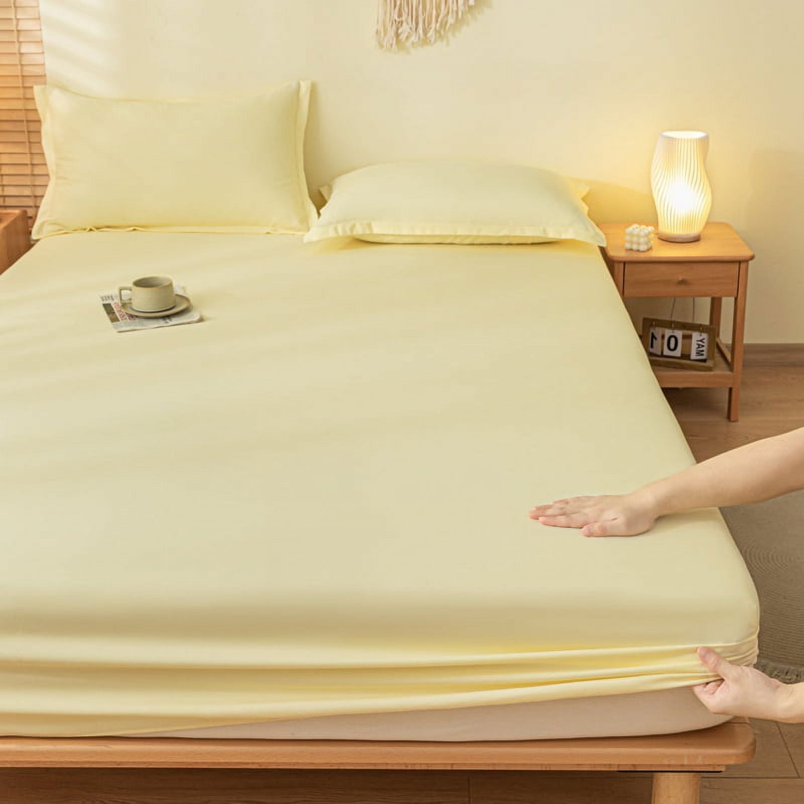 1pc Plain Fitted Sheet Skinfriendly Bed Cover fundas de colchón