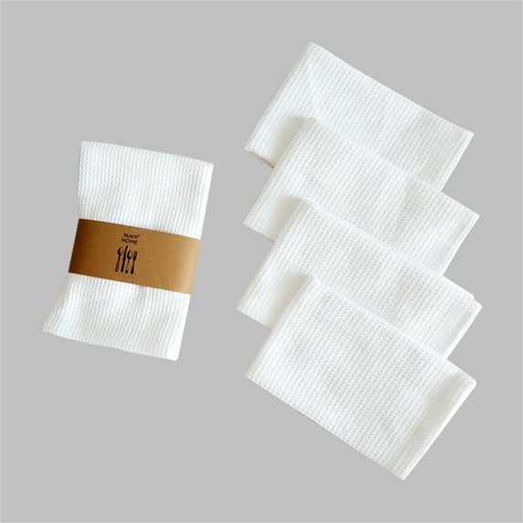 1pc Plain Waffle Dish Towel, Pure Cotton Lint Free Rag Dishcloth for Kitchen Super Absorbent Rag for Cleaning House Swedish Dishcloth Dusting Cloth for Scrubbing Cups & Utensils, 13.8×13.8In, White