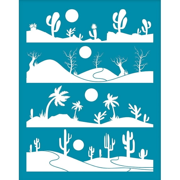 1pc Plants Theme Silk Screen for Polymer Clay Desert Tree Cactus Thorns Silk Screen Printing Stencils Reusable
