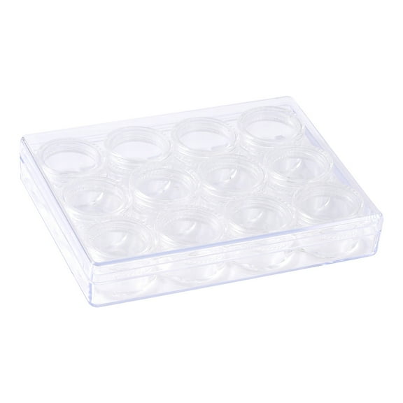 1pc Plastic Bead Storage Containers 12 Compartments Clear 9.8x13x2cm Small box: 30x17mm Capacity: 5ml(0.17 fl. oz)
