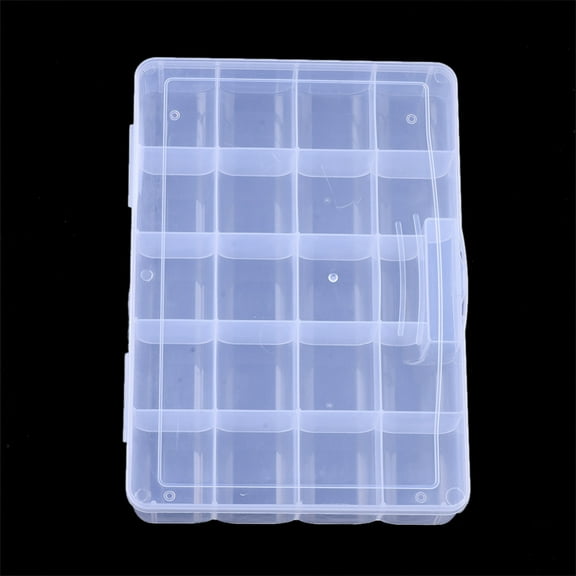 1pc Plastic Bead Storage Containers 20 Compartments Rectangle Clear 27x19x4.5cm Compartment: 52x45mm