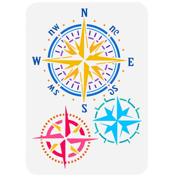 1pc Plastic Drawing Painting Stencils Templates for Painting on Scrapbook Fabric Tiles Floor Furniture Wood Rectangle Compass Pattern 29.7x21cm