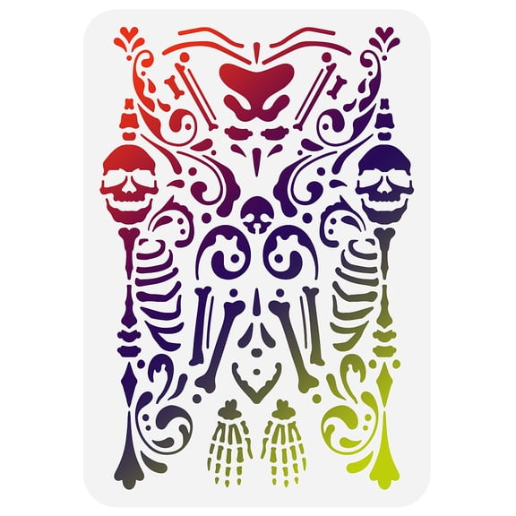 1pc Plastic Drawing Painting Stencils Templates for Painting on Scrapbook Fabric Tiles Floor Furniture Wood Rectangle Skull Pattern 29.7x21cm