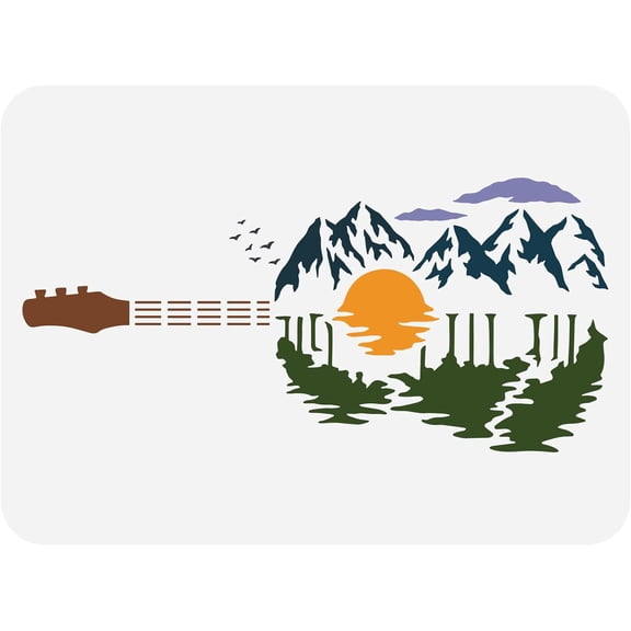 1pc Plastic Drawing Painting Stencils Templates for Painting on Scrapbook Tiles Floor Furniture Wood Rectangle Musical Instruments Pattern 29.7x21cm