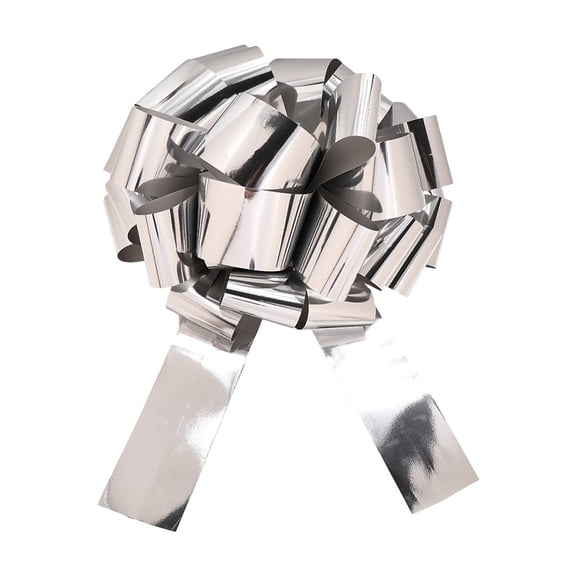 1pc Plastic Flower Pull Bows Gift Ribbon For Wedding Birthday Party or Car Decoration Silver 700mm