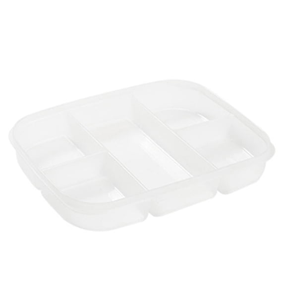 1pc Plastic Food Storage Containers with 6 Compartment,Serving Tray Snack Box Containers with Lid,Charcuterie Boxes Portable Snack Platter for Fruit Veggie Party Travel,9.44''x7.48''x1.57''(White1)