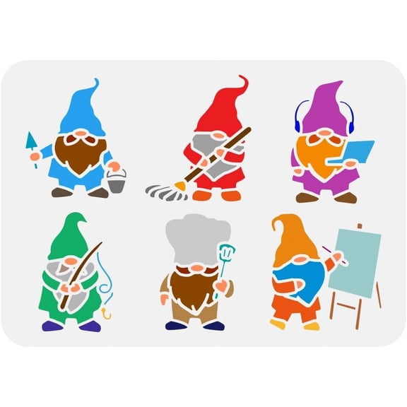 1pc Plastic Hollow Out Drawing Painting Stencils Templates for Painting on Scrapbook Fabric Tiles Floor Furniture Wood Gnome 29.7x21cm