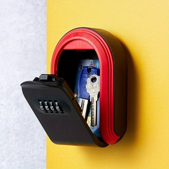 1pc Plastic Key Box, Combination Lock, Key Storage Combination Box, Key Case, With Installation Accessories, Suitable For Construction Site Apartment Renovation Factory