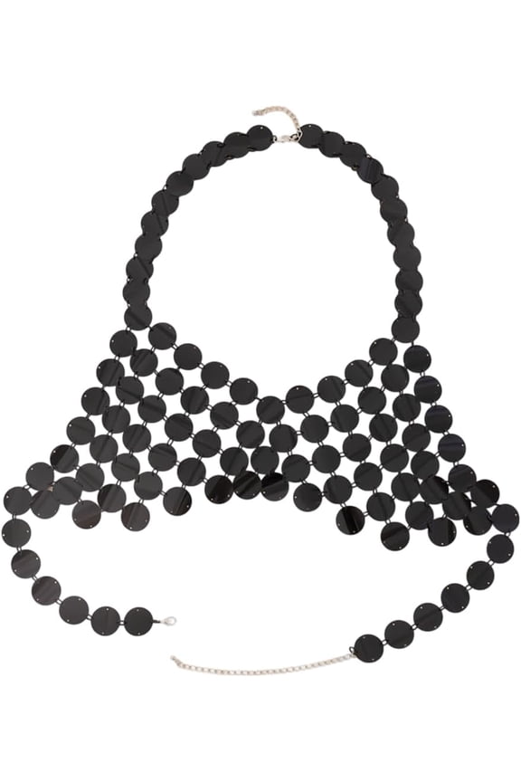 1pc Plastic Sequin Body Chain for Women Sexy Beach Bikini Circular Dress Black 900mm