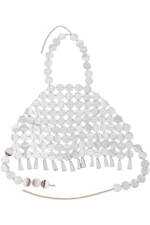 1pc Plastic Sequin Body Chain for Women Sexy Beach Bikini Circular Dress Silver 830mm