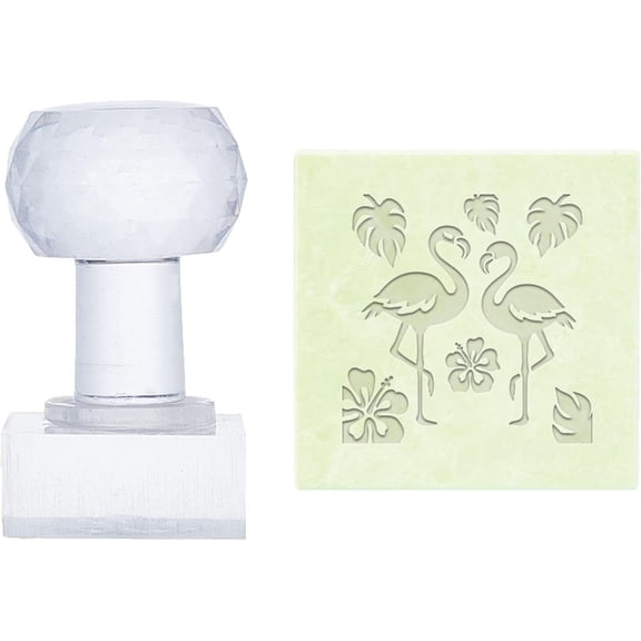 1pc Plastic Stamps DIY Soap Molds Supplies Square Flamingo Pattern 38x38mmDIY
