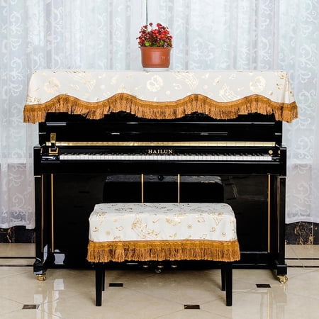 1pc Pleuche Piano Stool Cover Dust- Cover For Piano Single Seat Yellow