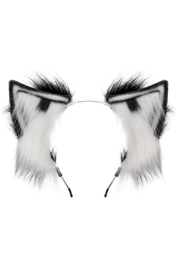 Plush White Ear Hair Hoop, Creative Cosplay Headband for Party, Photo Props, Costume Accessories