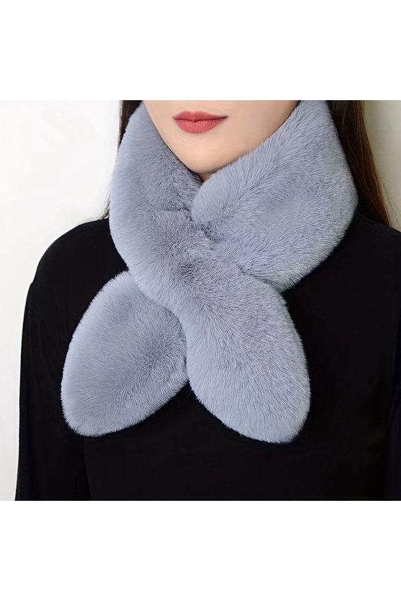1pc Plush Rabbit Collar Scarf - Thick Warm Winter Neck Warmer Suitable for Women & Men, Machine Washable, ///Burgundy/ - Cozy Weather Accessory
