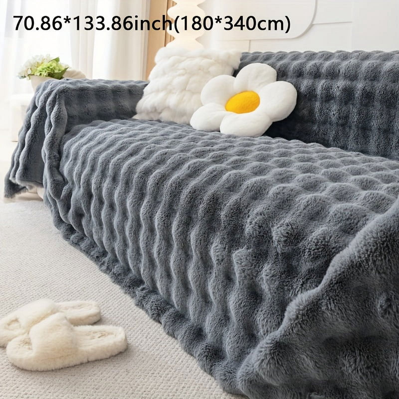 1pc Plush Soft Sofa Cover - Anti-Scratch, Stain Resistant, Easy Clean, Breathable, Durable - Perfect for Bedroom, Office, Living Room, Home Decor Protection
