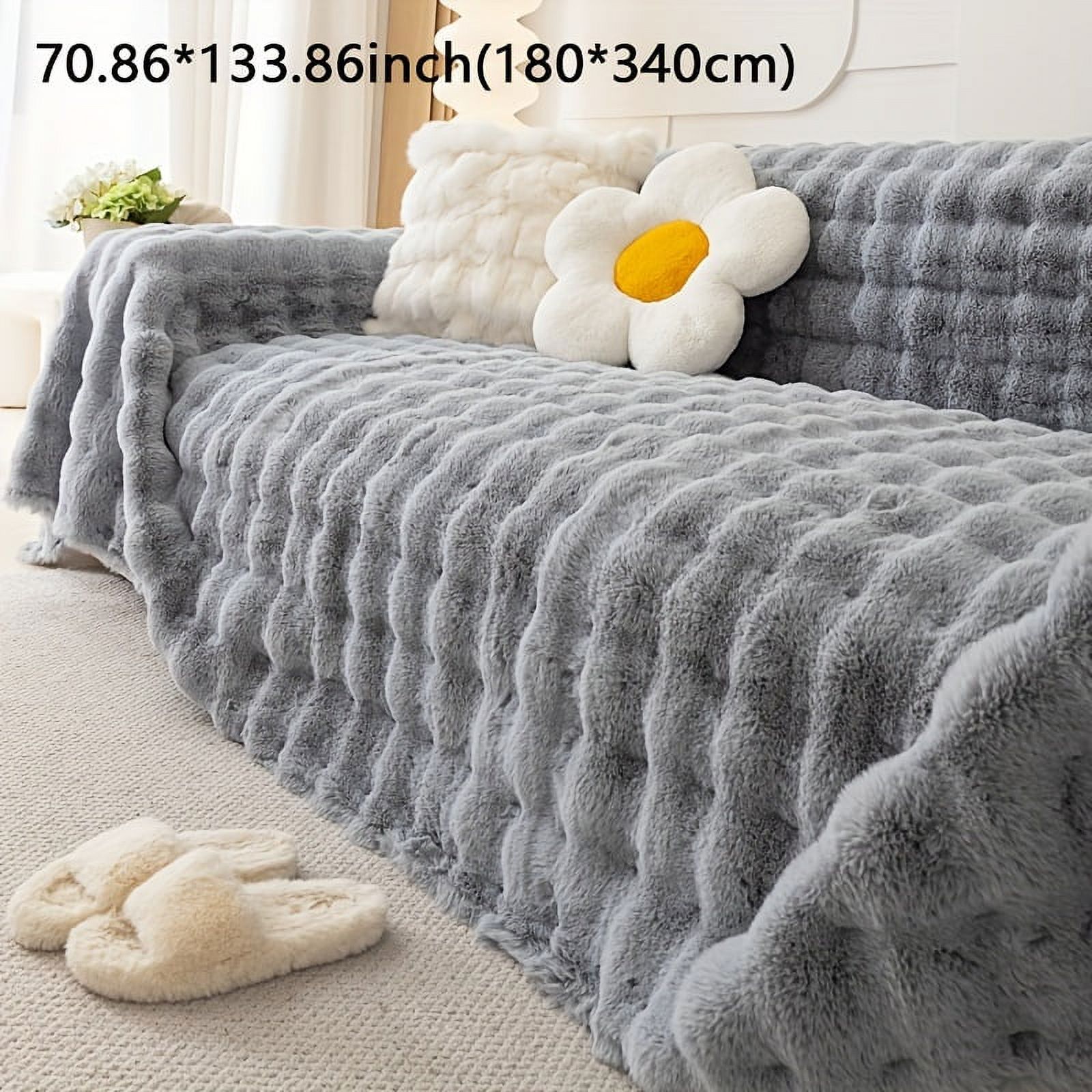 1pc Plush Soft Sofa Cover - Anti-Scratch, Stain Resistant, Easy Clean, Breathable, Durable - Perfect for Bedroom, Office, Living Room, Home Decor Protection