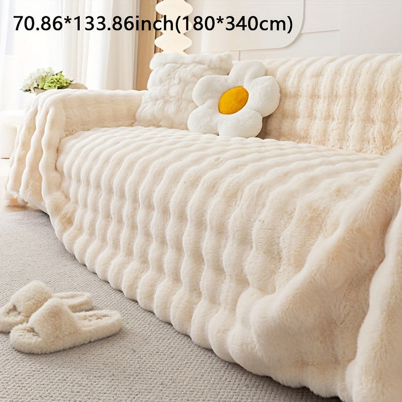 1pc Plush Soft Sofa Cover - Anti-Scratch, Stain Resistant, Easy Clean, Breathable, Durable - Perfect for Bedroom, Office, Living Room, Home Decor Protection