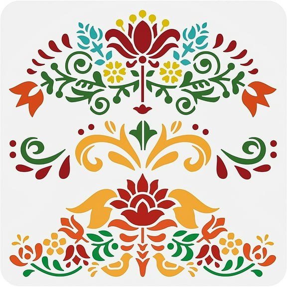 1pc Polish Ethnic Folklore Painting Stencils 12x12 inch Stripe Theme Plastic Decoration Template for Engraving Scrapbooking