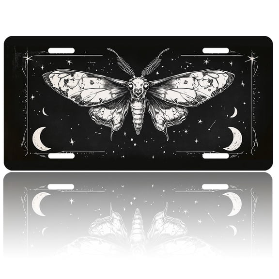 1pc Polished Aluminum License Plate Starry Night Skull Suitable All Vehicles, Scratch-resistant, Waterproof and Rustproof, Pre-drilled, Unisex, Perfect Gift, Car Accessory, Holiday Decor