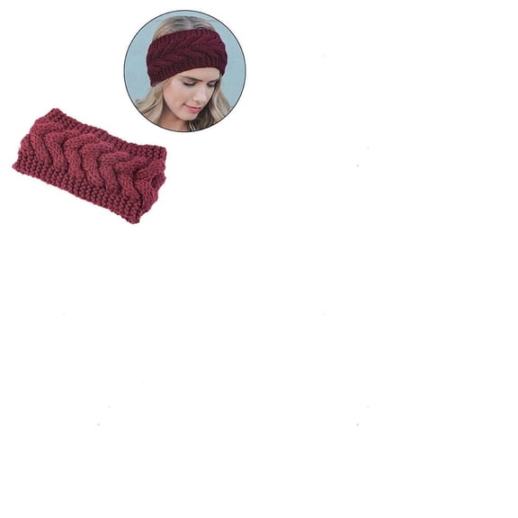 1pc Polyacrylonitrile Fiber Yarn Warmer Headbands Soft Stretch Thick Cable Knit Head Wrap for Women Medium Violet Red 210x110mm