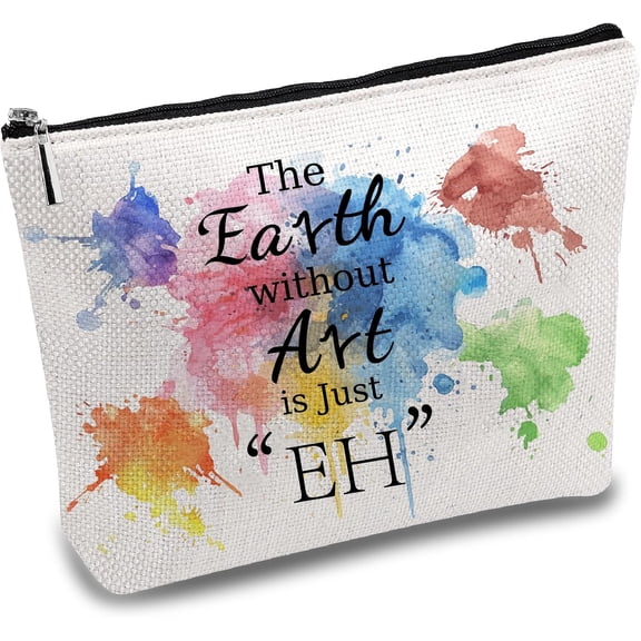 1pc Polycotton Canvas Storage Bags Metal Zipper Pouches Rectangle Word 18x25cm