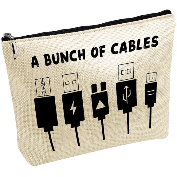 1pc Polycotton Canvas Storage Bags Metal Zipper Pouches Rectangle with Pattern Plug 18x25cm