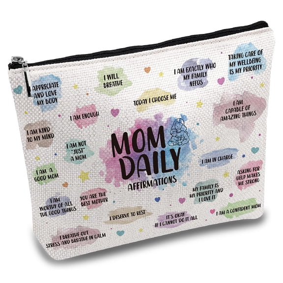 1pc Polycotton Canvas Storage Bags Metal Zipper Pouches Rectangle with Pattern Word 18x25cm for making making