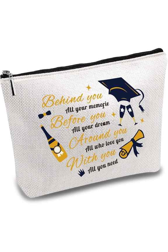 1pc Polycotton Custom Canvas Pouches Rectangle with Pattern Word Storage Bags Metal Zipper 18x25cm