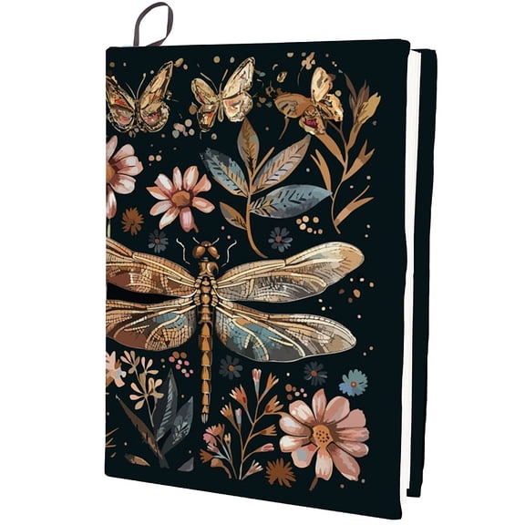 1pc Polyester Book Covers Elastic Notebook Wraps Rectangle Dragonfly 400x250mm