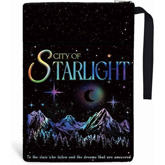 1pc Polyester Book Sleeve 34cm(13.4inch) x24cm(9.45inch) Star Light Book Covers with Zipper and Front Pocket Birthday Gift