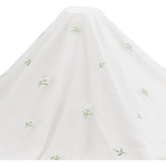 1pc Polyester Flower Pattern Mesh Fabric Clothing Accessories Floral White 150x0.01cm