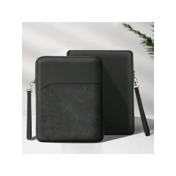 1pc Polyester Material Pink Lightweight Zipper Large Capacity Multi-Layer Electronic Notebook Case - Padded Travel Protective Case for 8" Tablets Black