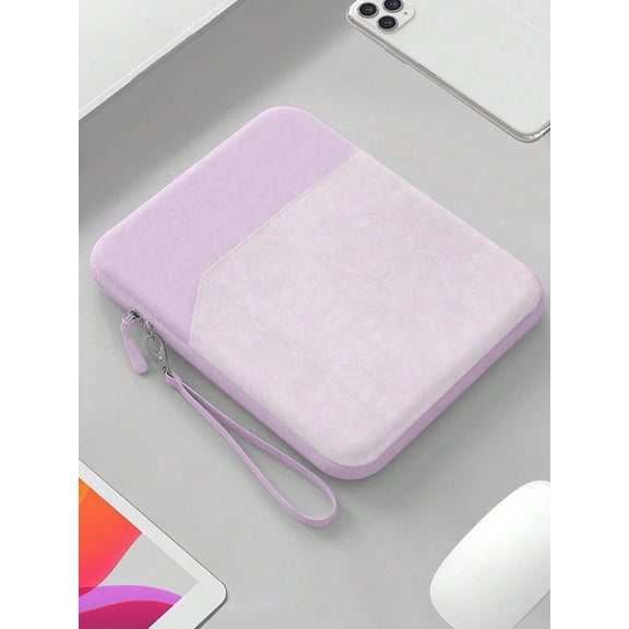 1pc Polyester Material Pink Lightweight Zipper Large Capacity Multi-Layer Electronic Notebook Case - Padded Travel Protective Case for 11" Tablets