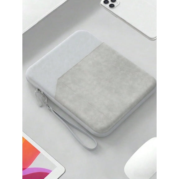 1pc Polyester Material Pink Lightweight Zipper Large Capacity Multi-Layer Electronic Notebook Case - Padded Travel Protective Case for 8" Tablets