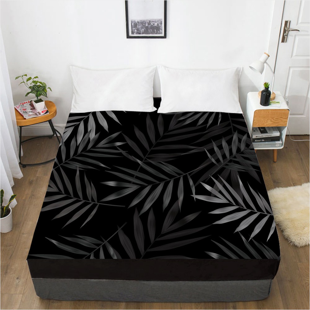 1pc Polyester Nordic Style Solid Fitted Sheet Mattress Cover Four