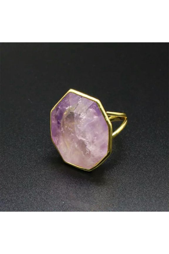 1pc Polygon Chakra Faceted Crystal Ring Gemstone Quartz Jewerly Gifts Adjustable