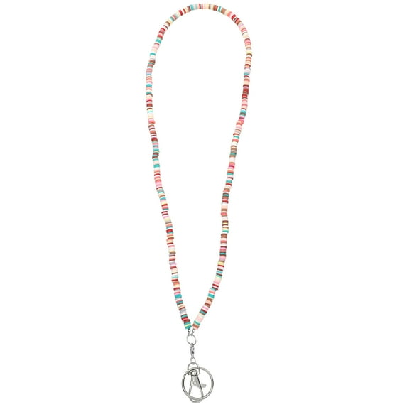 1pc Polymer Clay Lanyard Woman Beaded Necklace Hanging Chain Key Hanging Rope