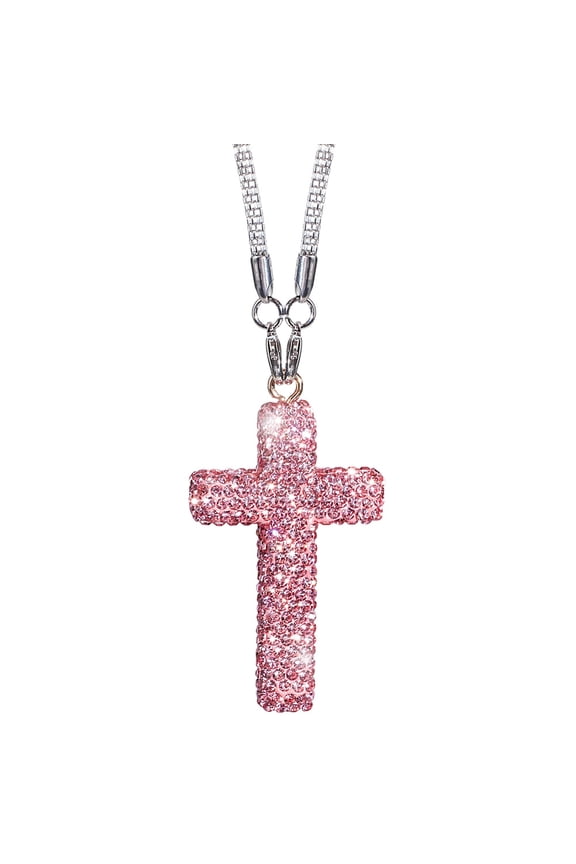 1pc Polymer Clay Rhinestone Pendant Alloy Chain Necklaces Platinum Pink 13.11 inch(33.3cm)