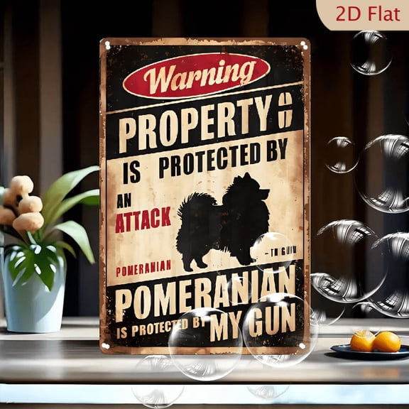 1pc Pomeranian Dog Warning Sign - Vintage iron Wall Art with Humorous Message, Indoor_Outdoor Decor for Home, Bar, Cafe, Garage - Perfect Gift for Dog Lovers & Collectors, Dog Decor 12*8in