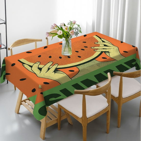 1pc Pop Art Summer Slice Print Tablecloths for dining table, Holiday-Themed Design Polyester Tablecloths, Pop Art Summer Slice