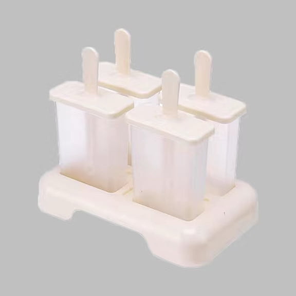 1pc Popsicle Mold, Homemade Ice Cream Model Iced Lolly Freezer Pop Tray Maker for Home, 4 Beige Molds + 4 Plastic Sticks