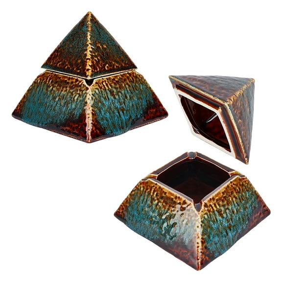 1pc Porcelain Ashtrays with Lid Home Office Tabletop Decoration Pyramid Dark Slate Gray 132x132x132mm Inner Diameter: 67x67mm