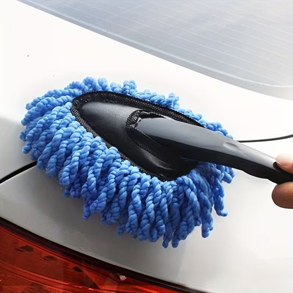 1pc Portable Car Interior Cleaning Brush - Plush dust mop with short handle for easy maintenance