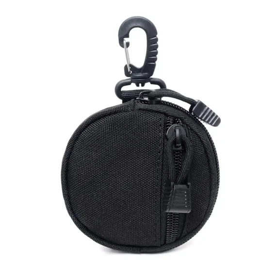 1pc Portable Dog Treat Bag Tactical Durable Lightweight Food Pet Pouch with Rotatable Carabiner for Puppy Pet Supplies (Black)
