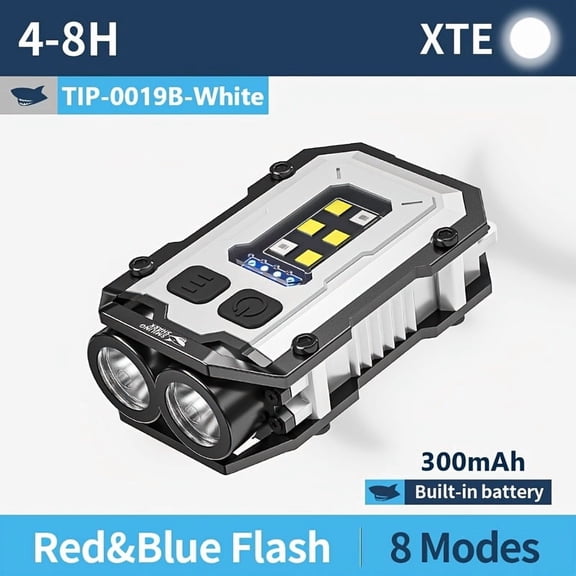 1pc Portable Flashlight, Super Bright XTE Beams Spotlight with COB Floodlight, Durable Multifunctional Torch with Red/Blue Strobe, Magnetic Base and Pocket Clip Design