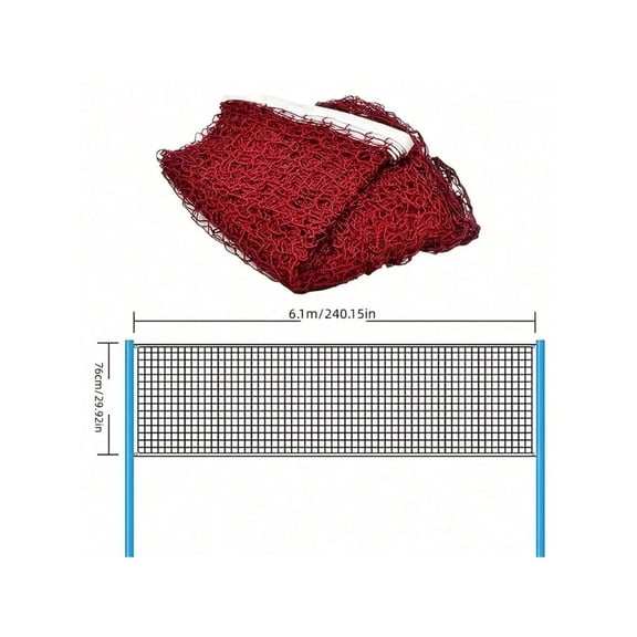 1pc Portable Foldable Red Nylon Badminton Net For Tennis Volleyball Indoor Outdoor Practice 0.76x3.1m No Stand Included