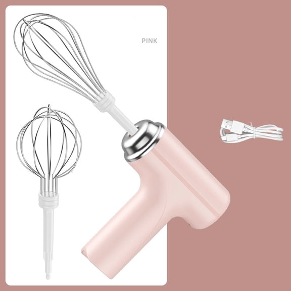 1pc Portable Handheld Mixer, Wireless Electric Blender, Electric Egg Beater, Milk Frother, Home Baking Cake Cream Mixer, Stainless Steel Mixer, Kitchen Appliances Tools-Pink
